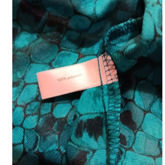 Y2K FASHION BUG Top Blouse L‎ Accordion Pleats Flare Sequins Snake Turquoise - Picture 8 of 12